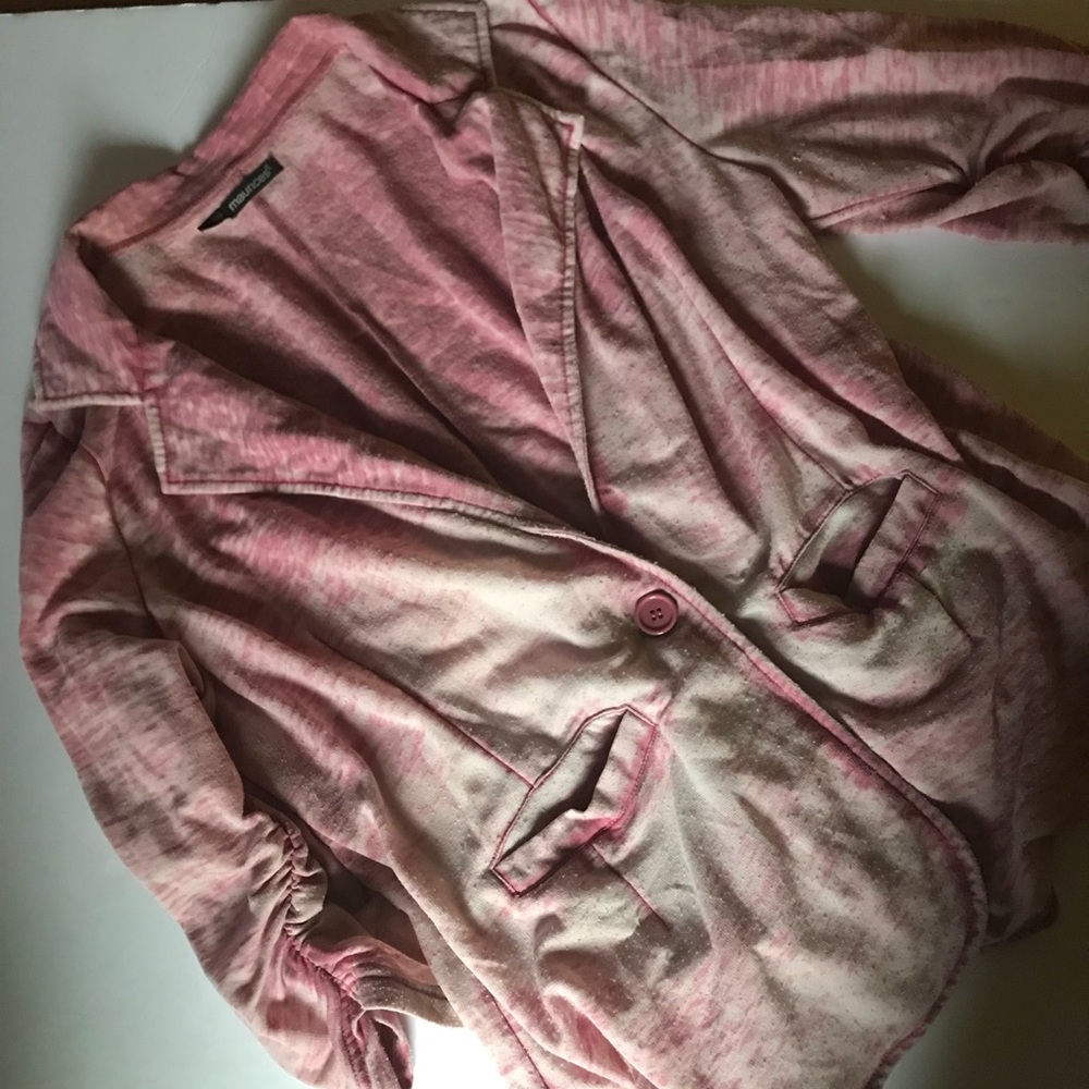 Maurices Plus Acid Wash Distressed 3/4 Jacket